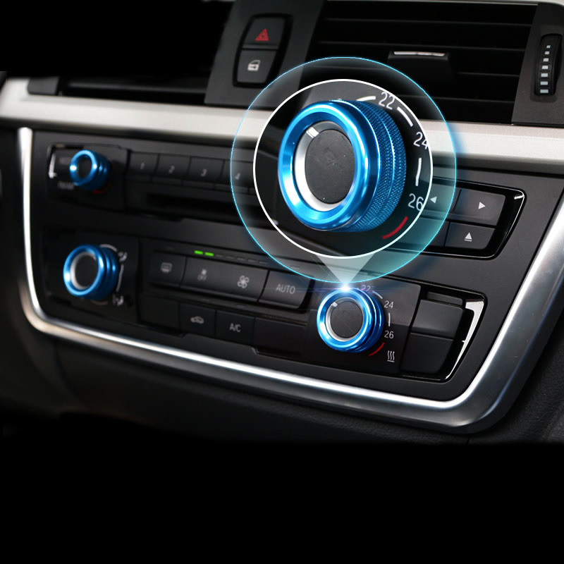 

For BMW X1 F48 X5 X6 E70 E71 F15 F16 F30 F10 F32 F34 F01 F45 F20 F07 Car Styling Air Conditioning Knobs Audio Circle Trim Auto Accessories, Silver