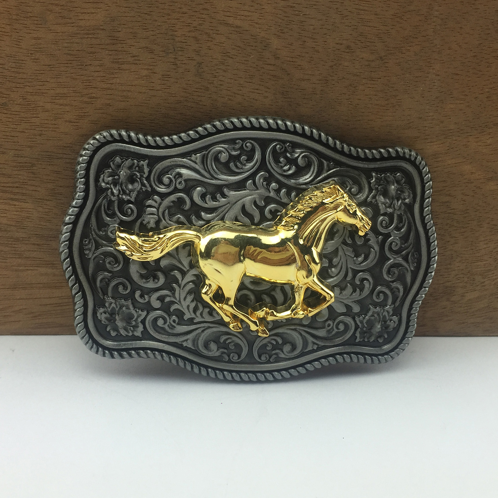 New Antique Bronze Plated Horse Horseshoe Western Belt Buckle US Stock