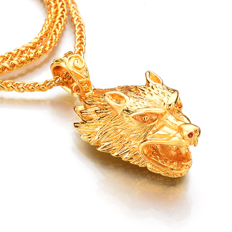Pez De Bronce para Hombre Collar Colgante Collar Largo Cadena de oro para hombre Cool Rock