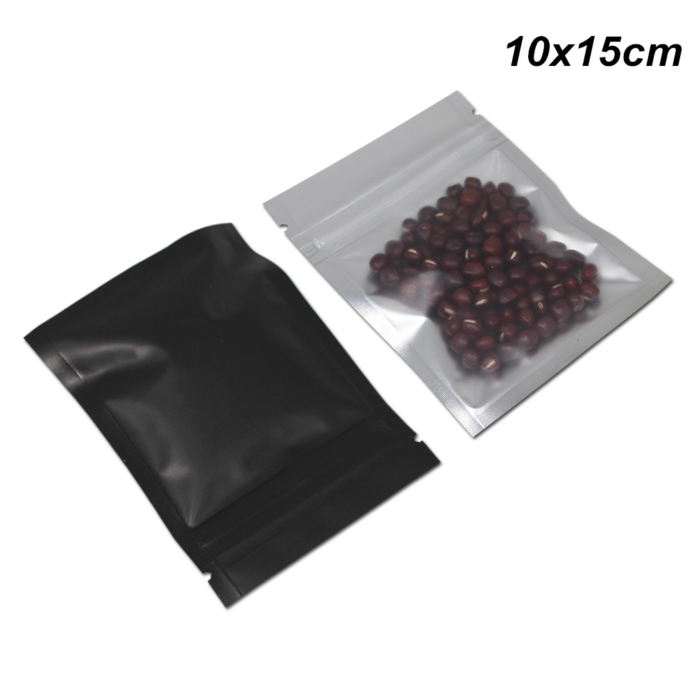 

Black Aluminum Foil Food Self Sealing Front Clear Packing Pack Bags Translucent Mylar Bag Foil Reusable Zipper Pouch