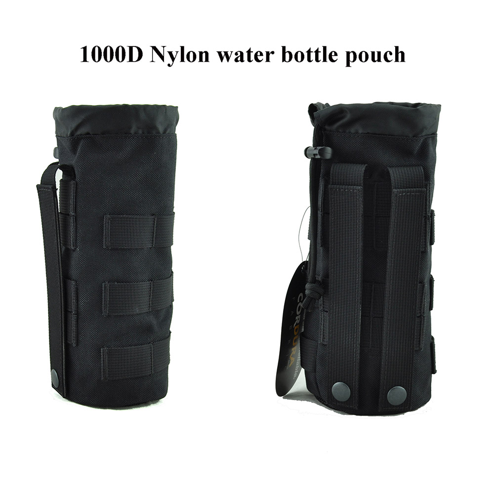 

Water Bottle Pouch waist bag Tactical Drawstring Molle water kettle holder carrier for 32oz 9.4"x3.7"bottle with 1000D Nylon waterproof fabric, Multi-color