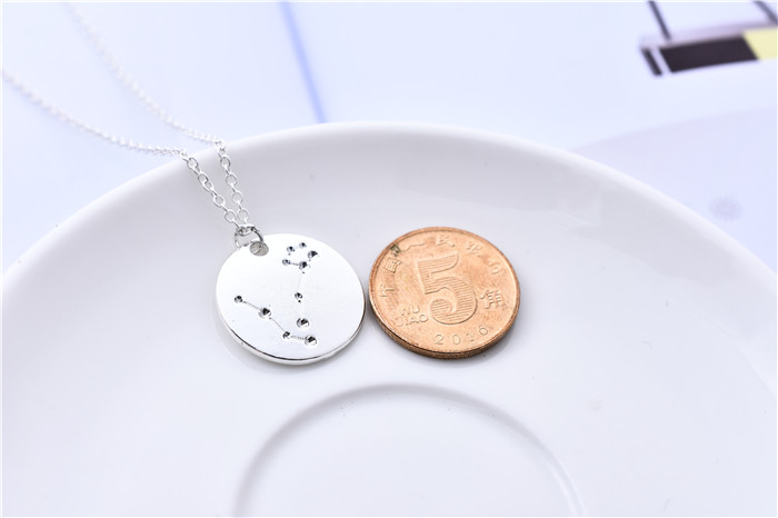 

10pcs Lucky Pisces Constellation Necklace Line Pattern Pisces Charm Coin Necklace Astrology Jewelry Zodiac Pendant Necklace Birthday Gift