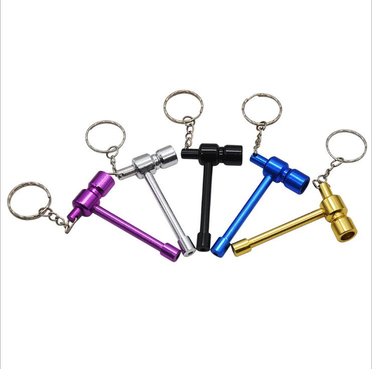 

Portable key buckle metal smoke pipe