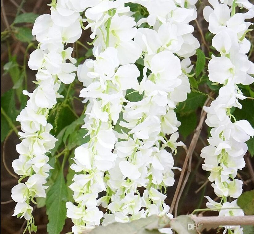 2020 180 Cm Long Elegant White Artificial Wisteria Silk Flower Vine For