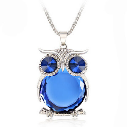 

Fashion explosion models ladies sweater chain necklace owl design rhinestone crystal pendant necklace jewelry apparel accessories