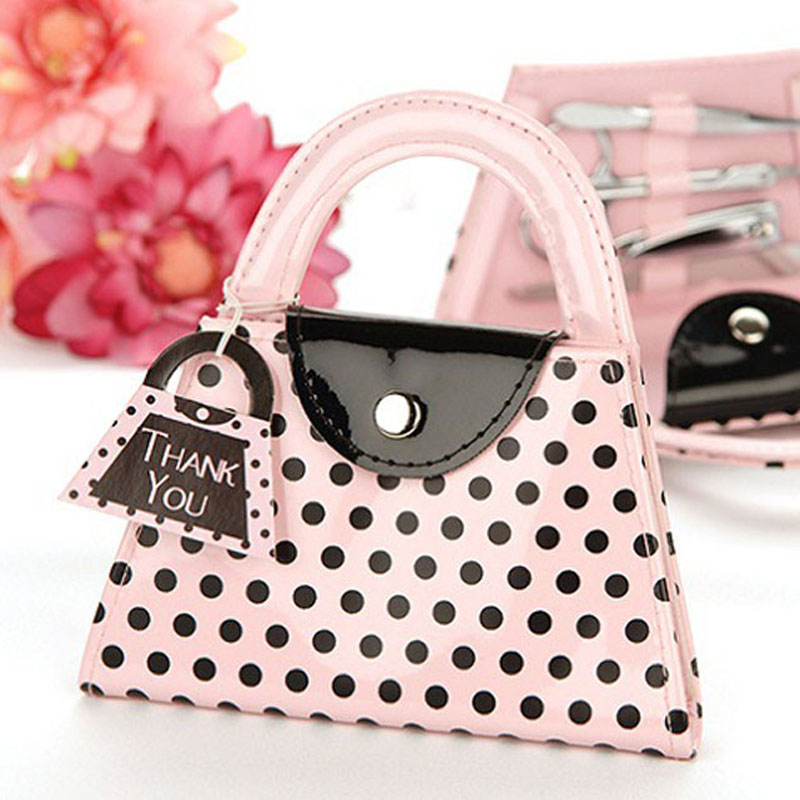 

MOQ:5PCS Wedding Souvenir PU Manicure Set Bags Party Creative Gift With Thanks Card Party Favor For Engagement and Event