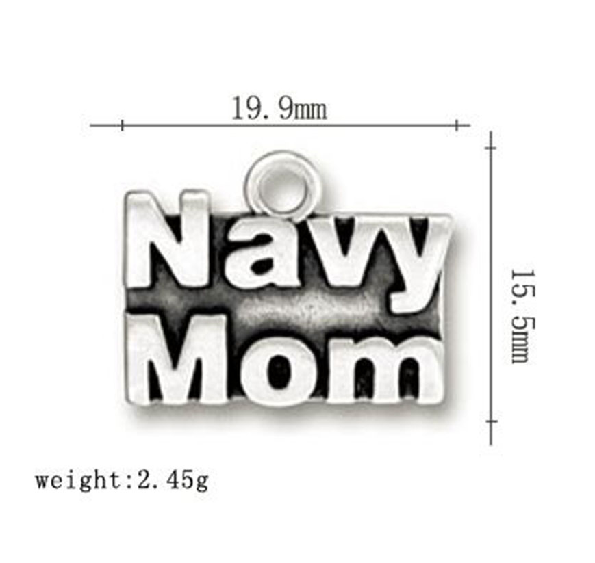 

2021 Zinc Alloy Sliver Plated Word Charms Navy Mom Navy Brat Charms Navy Wife Message Charms for jewelry making