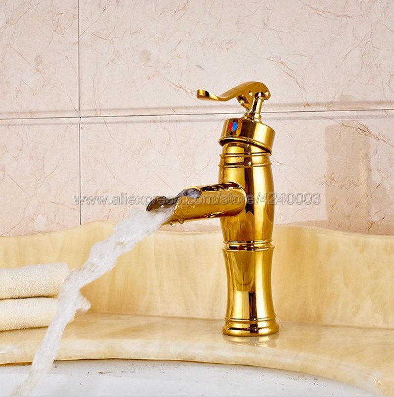 2020 Bathroom Waterfall Faucet Water Pump Look Style Brass Basin