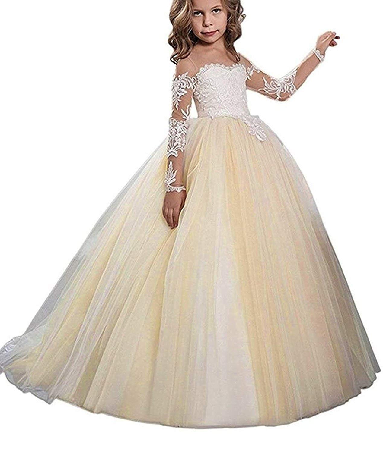 Compre Vestido Blanco De La Primera Comunión Vestido Largo De Las Muchachas  De Las Flores Vestido De La Princesa Para La Boda Vestido Formal A 53,34 €  Del Modernmiss | DHgate Spain \u0026 Mexico