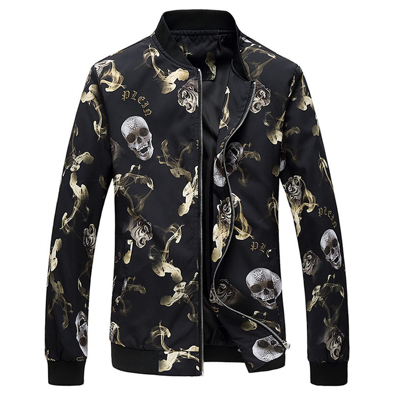 

Men's Jackets 2021 Autumn Spring Outerwear Men Casual Coats Slim Fit Army Skull Paern Jacket, Mc