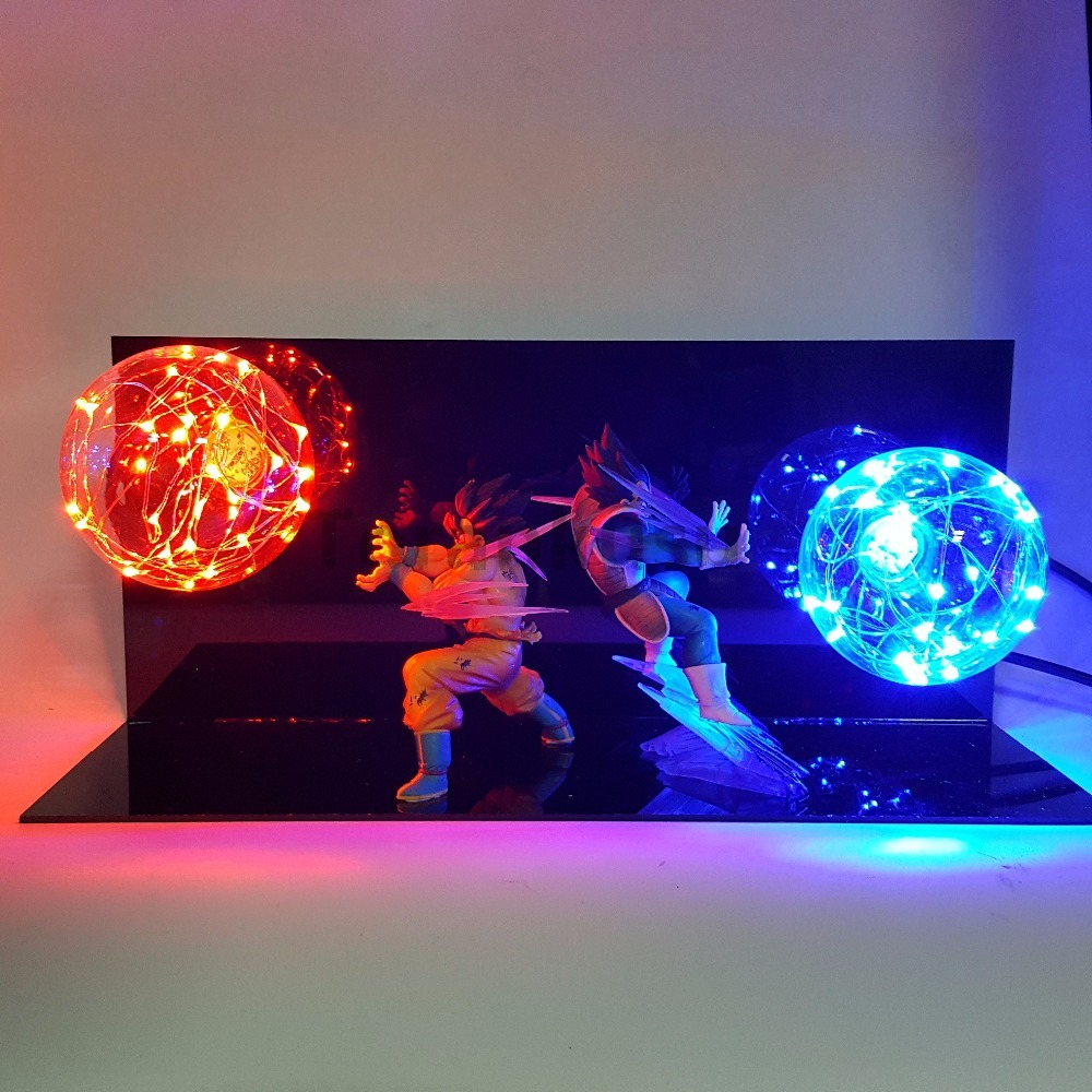 Dragon Ball Z Vegeta Son Goku Super Saiyan Luchando juntos Iluminación Led  Anime Dragon Ball Z Vegeta Goku Modelo de Juguete DBZ