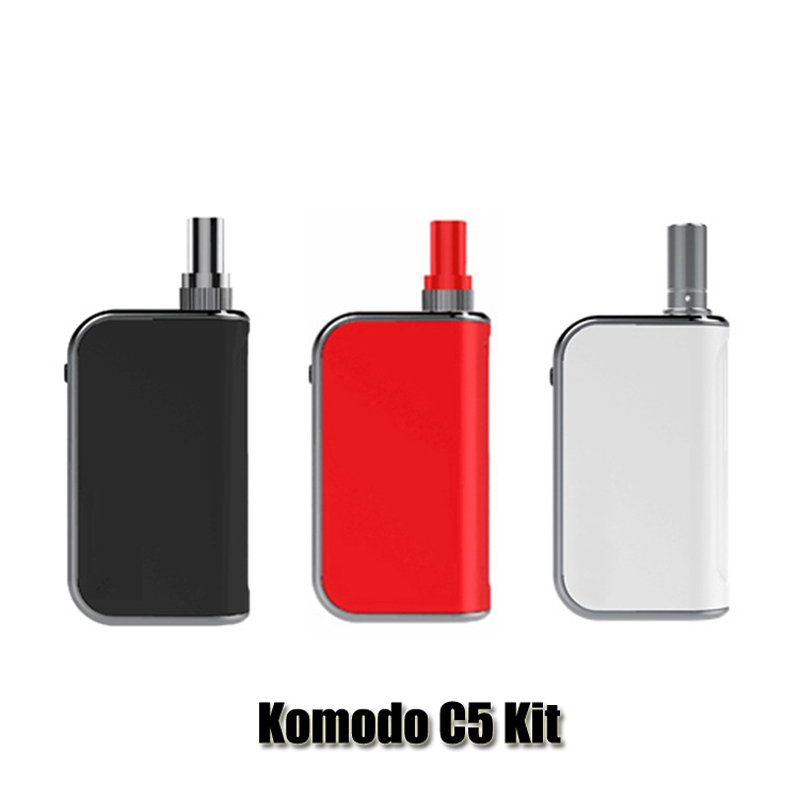 

100% Original Komodo C5 kit Built-in 400mAh Preheat VV Battery Vape Box Mod 1.0ml Liberty V1 Thick Oil Cartridge Tank, White