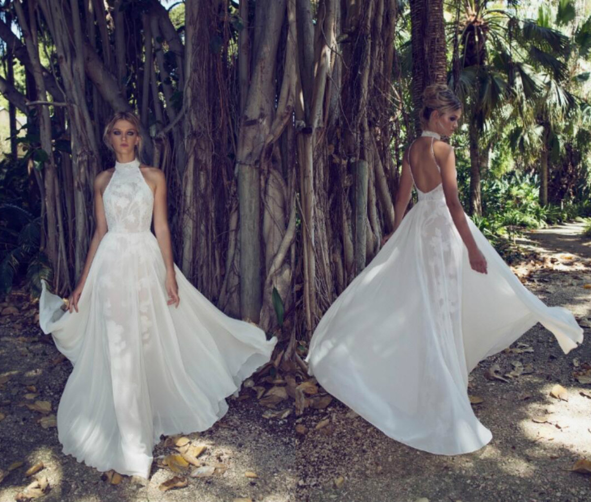 

Limor Rosen 2018 Wedding Dresses Sweep Train Halter Bridal Gowns A Line Sheer Neck Country Robe De Mariée, Black