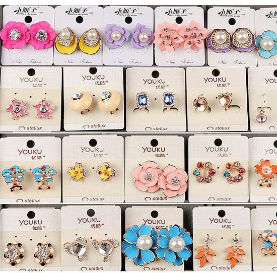 

Fashion jewelry mix 20 style 20Pairs/lot delicate Crystal Pearl Flower Earrings Opal gemstone screw Earrings for girl Madam