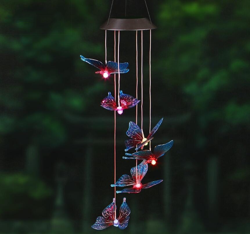 

LED Strings Hot Fashion Outdoor Hummingbird Wind Chimes Home Garden Decor Light Solar Color-Changing Wind Chime