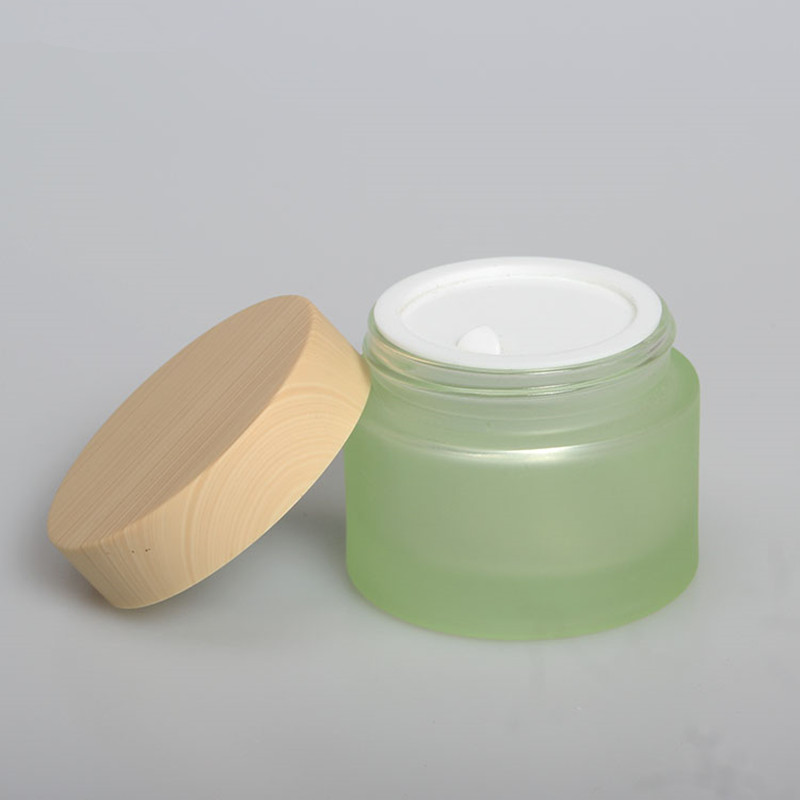 

30g 50g Empty Cream Cosmetic Container With Wood Lid Skin Care Cream Bottle glass Pot Jar Tin fast shipping F249