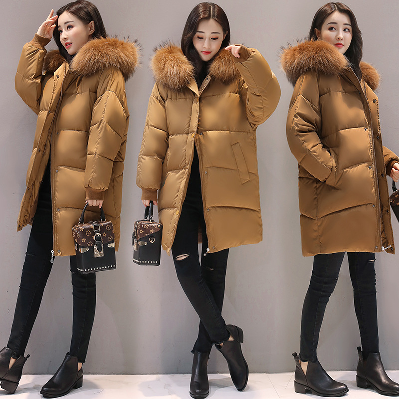 2018 New Fashion Hooded Larger Fur Collar Women Winter Jackets and Coats Female Cotton Padded Long Parkas Ladies Snowwear