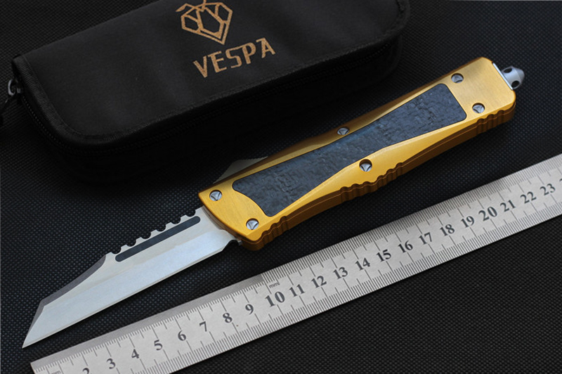 

VESPA Knife S35VN blade Aluminum+TC4+CF Handle camping hunting knives survival Tactical gear EDC Tools pocket knife