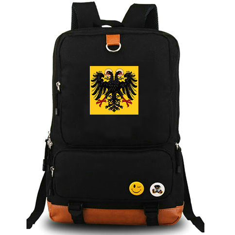 

Holy roman empire german nation backpack Flag day pack Banner school bag Casual packsack Good rucksack Sport schoolbag Outdoor daypack, Black