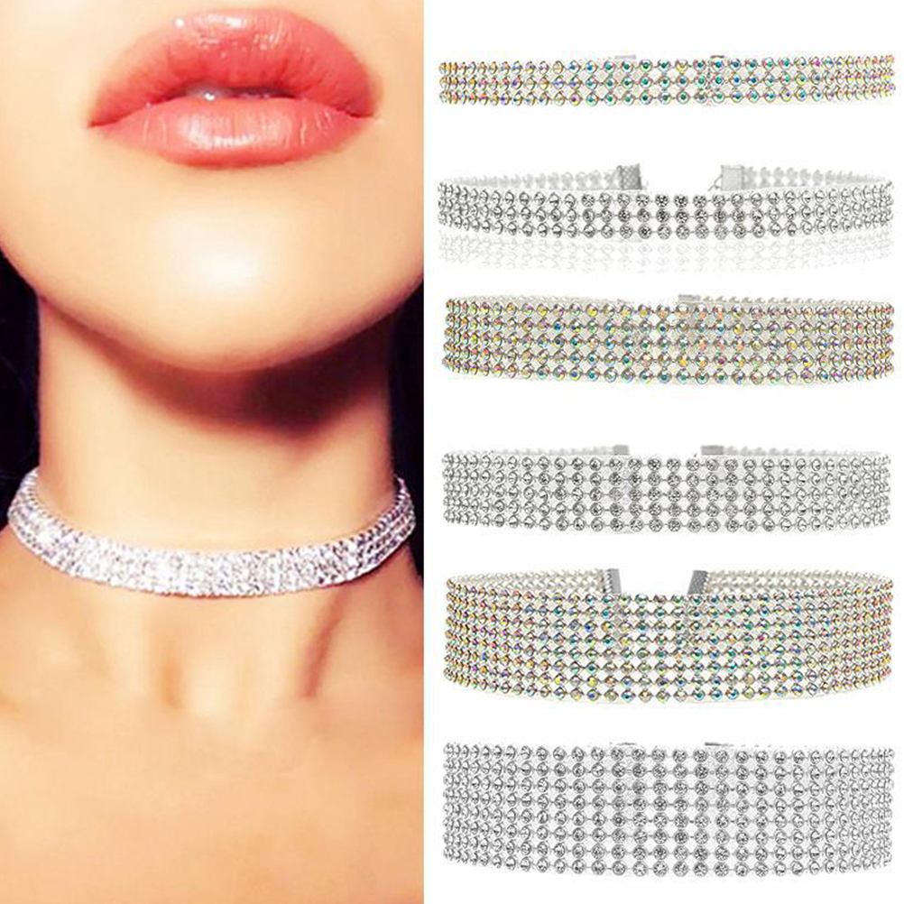 

Women Necklace Stylish Concave Drills Glorious Multi-layer Vintage Sweater Chain Jewelry Pendant Necklace