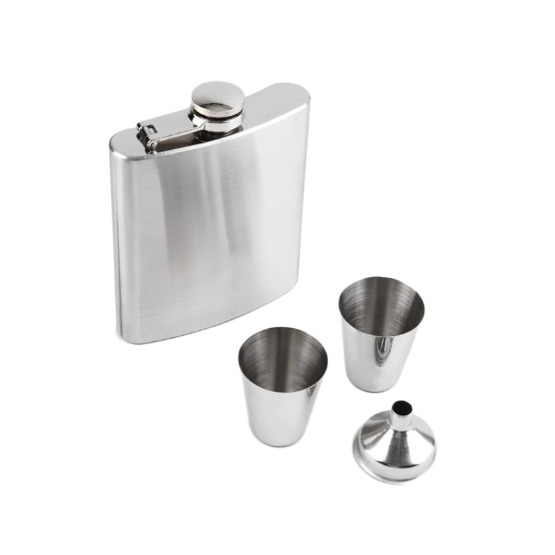 

7 OZ Stainless Steel Hip Flask Sets Jack Flagon With Funnel Cups Wine Whisky Portable Flagon Bottle Gift Box