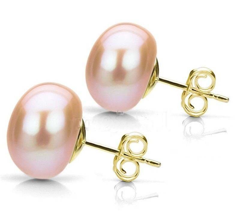 Al por mayor 4 Colores Naturales Akoya Agua dulce Perla de oro 14K Aretes