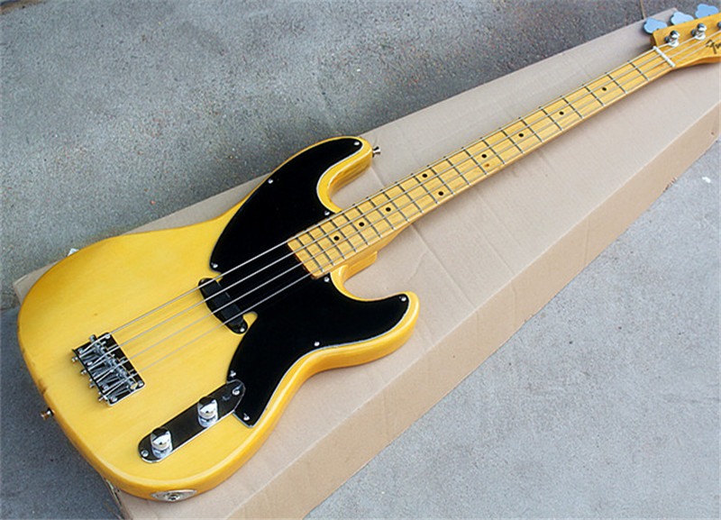 

Special System Yellow Electric Bass Guitar with 1 Pickup,Black Pickguard,Maple Fretboard,4 Strings,21 Frets,can be customized