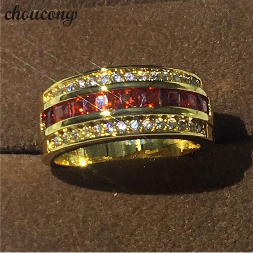 

3 Colors Hot sale Jewelry Male ring Diamond Yellow gold filled Party Wedding Band Ring for Men Women Gift Size 7-13