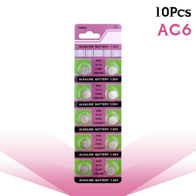 

watch Button Battery AG6 371 d371 605 sr920sw sr69 alkaline cocell button battery for watch 10pcs