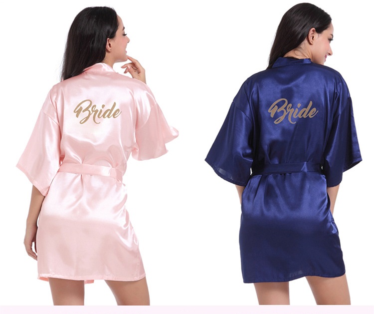 

glitter Bridesmaid satin robes Bachelorette party gifts pajamas wedding robe 5pcs lot free shipping in bulk, Logo - bridesmaid