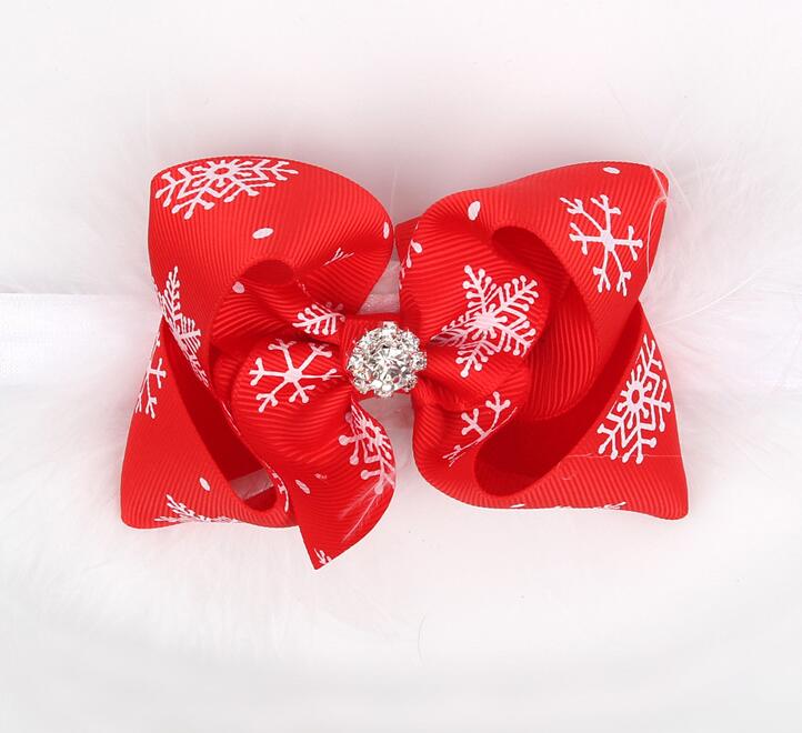 

Christmas Baby Girls Bow Feather Headband Party Xmas Toddler Infant Kids Hair Band Headwear Hair Accessories hair hoop presents, Red