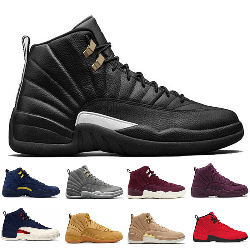 Hot New 12 12s mens basketball shoes Wheat Dark Grey Bordeaux Flu Game The Master Taxi Playoffs French Blue Barons Yellow Sports sneakers