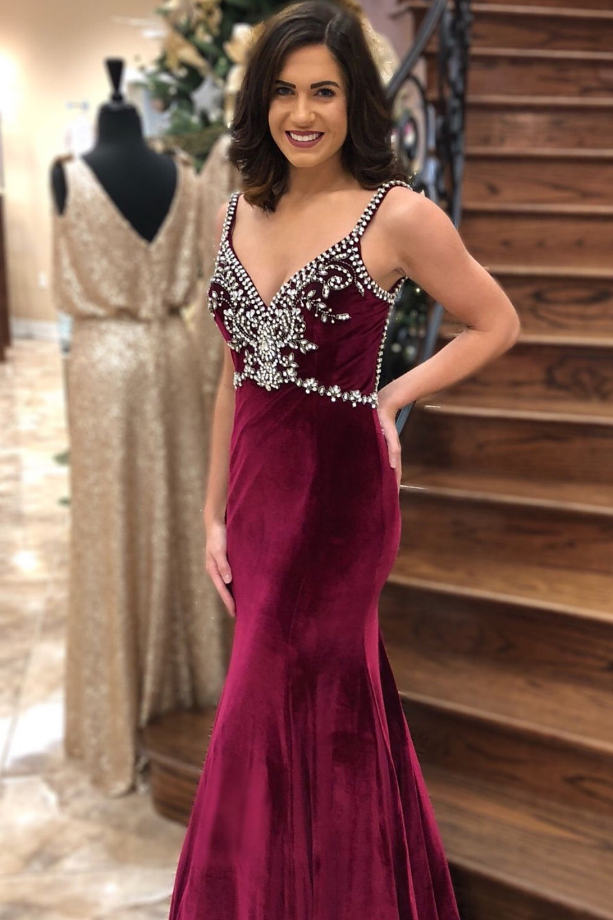 

Straight Velvet Formal Evening Dresses Tank Dazzling Beaded Luxurious Evening Gowns Backless Celebrity Party Dresses abendkleider, Orange
