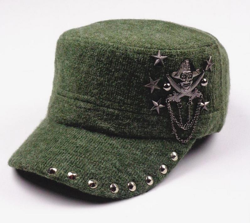 

Hip Hop Skull Flat Hats Punk Rivet Men Army Hat Cool Woman Casual Baseball Cap Brand Fitted Hats, Blue;gray