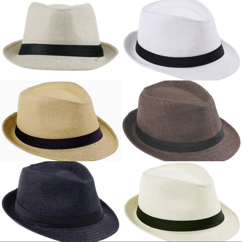 

Popular Mix Colors Panama Straw Hats Fedora Soft Vogue Men Women Stingy Brim Caps For Summer Sun Beach Hat, Beige