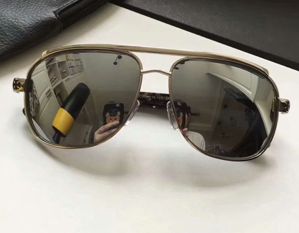 

Mens Vintage Pilot Sunglasses Silver/Silver Lens Sonnenbrille Designer sunglass Eyewear top quality driving glasses New with box
