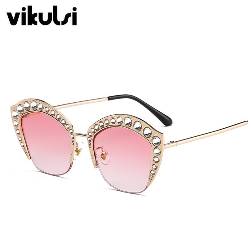 NEW Small Square Cateye Sunglasses Half Lunette Steampunk Fashion Shades 2019