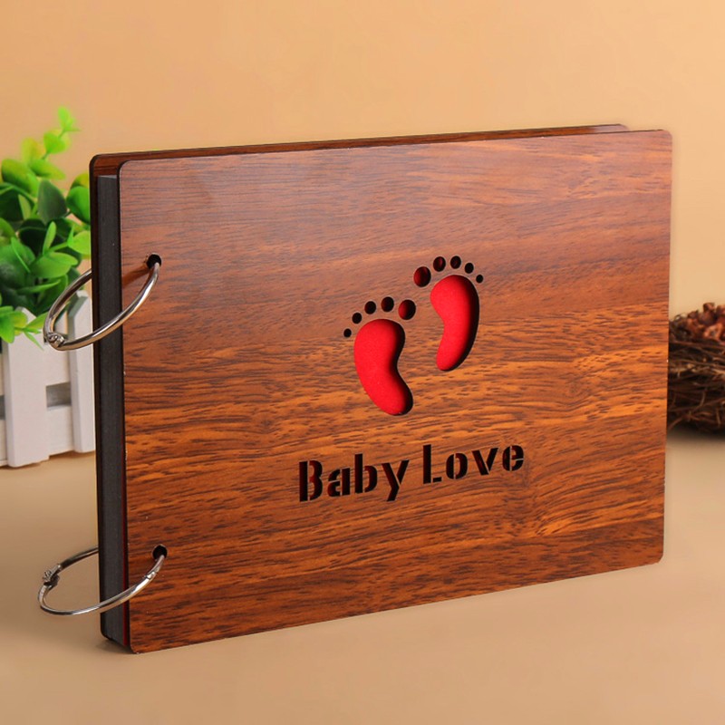 

Children gift wood Cover Albums Handmade Loose-leaf Pasted Photo Album Personalized baby lovers photo album scrapbooking Person