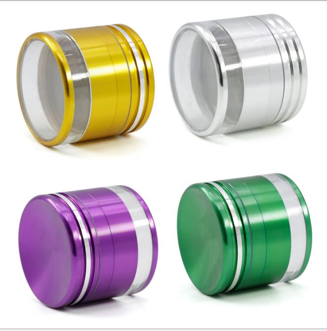 

63 Mm Diameter Aluminum Alloy Grinding Four Layers Smoke Detector Transparent Bottom Concave New Smoke Cracker
