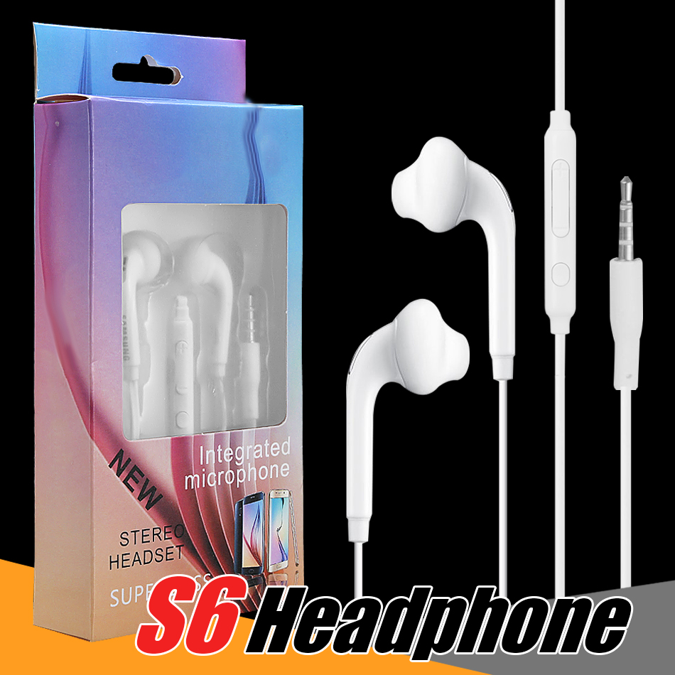 

For Samsung Galaxy S6 Earphones Headphones Earbuds For iPhone 6 6s Headsets In Ear With Mic Volume Control 3.5mm With Retail Package, Mixed color