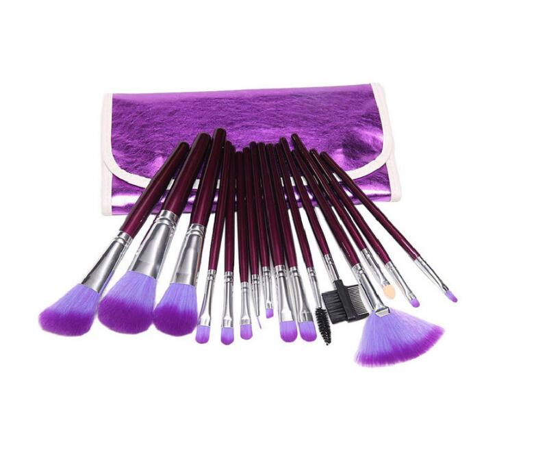 

16pcs Makeup Brush Set Purple Brush Makeup Set Eye Shadow Finger Eyeliner Lip Brush Tool Contains Cosmetic Bag