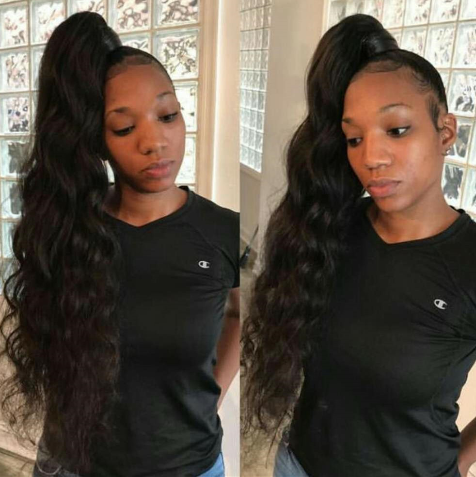 

22" Clip In Ponytail Human Hair Extensions Wrap Around Ponytail Hair Pieces off black Color 120g/set 140g/set 160g/set free ship