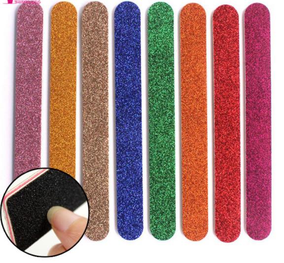 

Glitter Nail Files Buffer Double Side Nail Art Care Tools Sanding Pedicure Manicure Care Makeup Tools Mix color