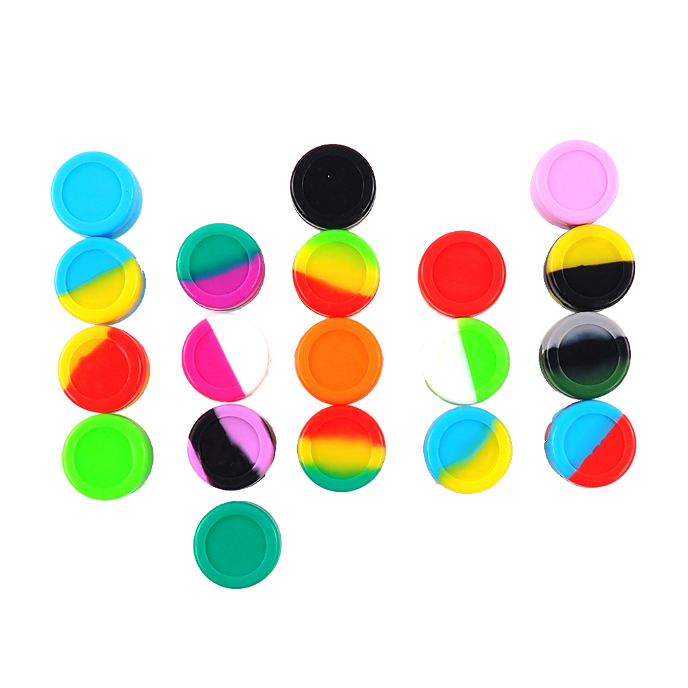 

Mixed colors 2000pcs/lot Wholesale 5ml reusable silicone wax box Containers Silicone jars container for wax free shipping