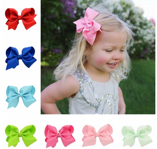 

4 Inch Fashion Children's Ribbon Bow Hairpin Clips Girls Large Bowknot Headwear Kids Hair Boutique Bows Baby Hair Accessories O, Please leave message to choose colors