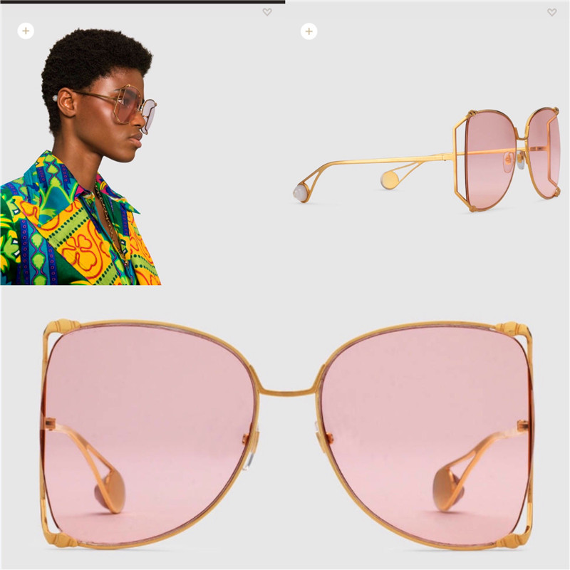 

new fashion design sunglasses 0252 large frame round metal hollow frame top quality lightcolored decorative sunglasses popular style