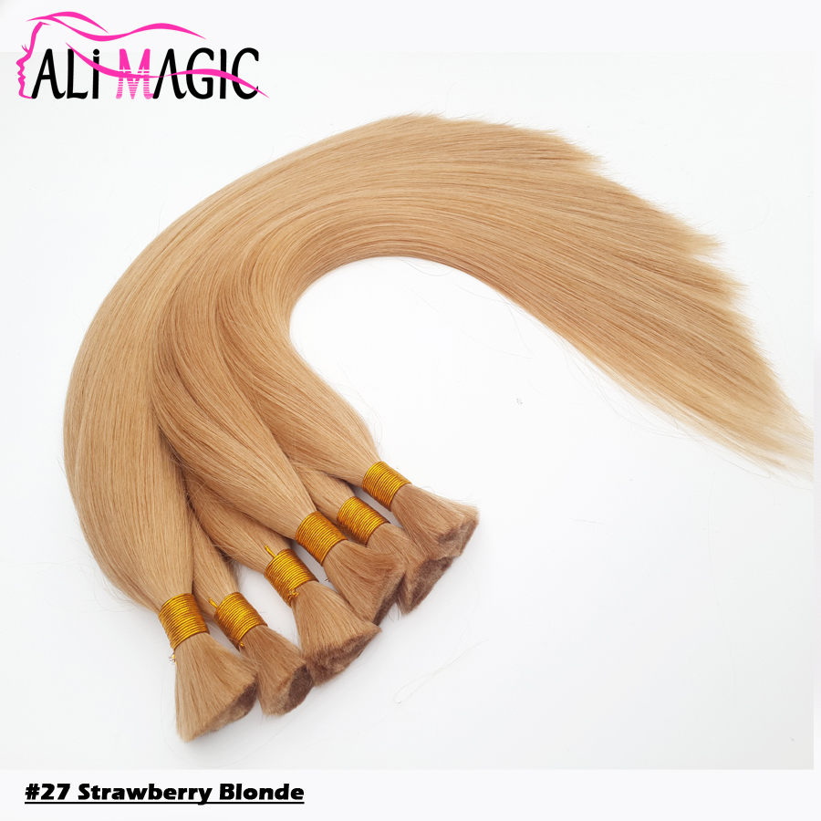 

Strawberry Blonde Human Bulk Hair For Braiding 18"20"22"24" Remy Straight European Hair 100% Natural Raw Hair #22 #27 12color Optional