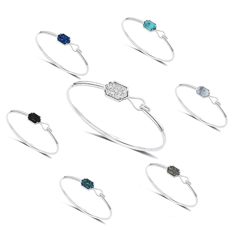 Fashion Druzy Drusy Bracelet Silver Gold Plated Popular Faux Stone Turquoise Bracelets For Women Lady Jewelry KKA2311