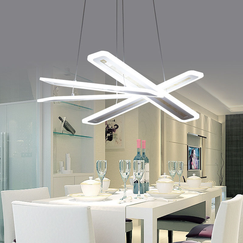 

Newest Led Strips Overlap Pendant Lights Crossing Rectangle Acrylic Ceiling Lamp