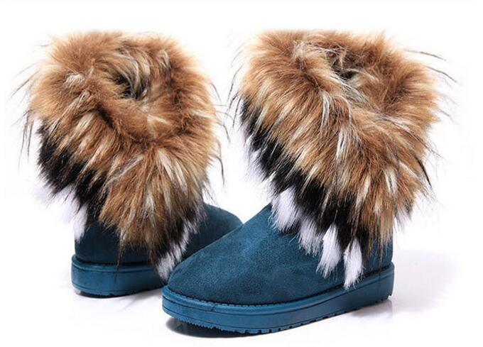 2022 Fashion Rabbit hair and Fox Fur In tube Color matching warm snow winter boots for women & ladies Winter Ankle boots